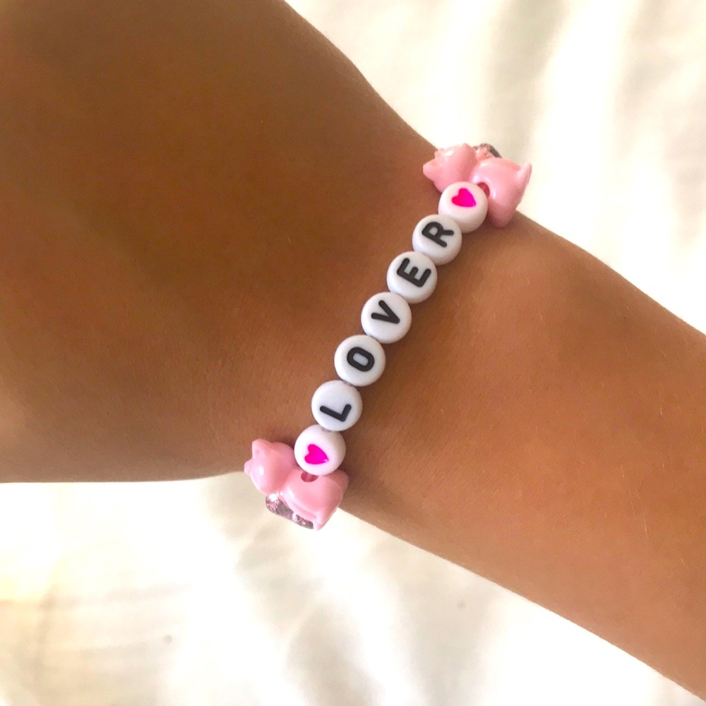 Pink and gold Swiftie friendship bracelet Taylor Swift album "Lover", handmade.